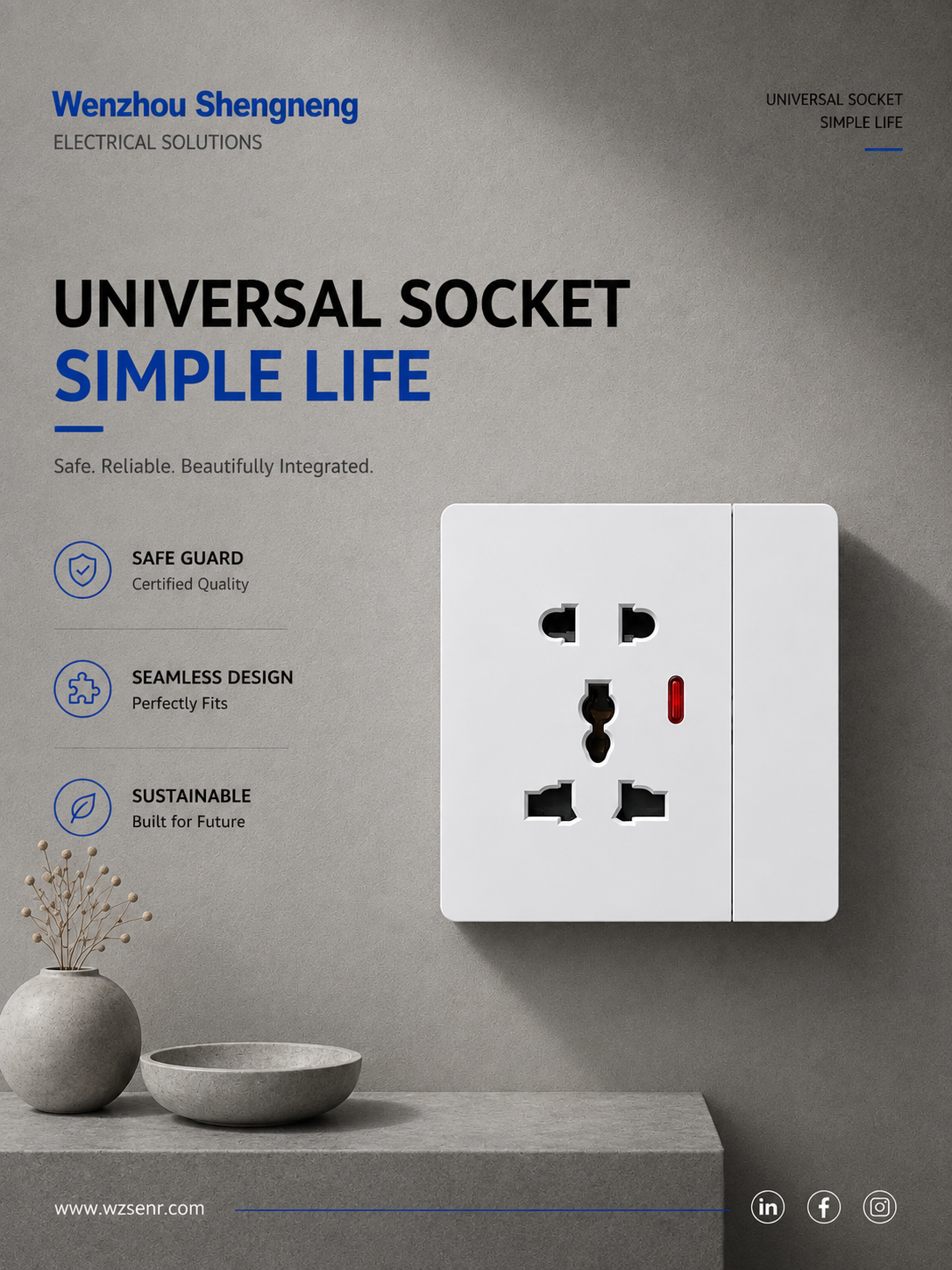 5 Pin Universal Socket with Neon(C8)